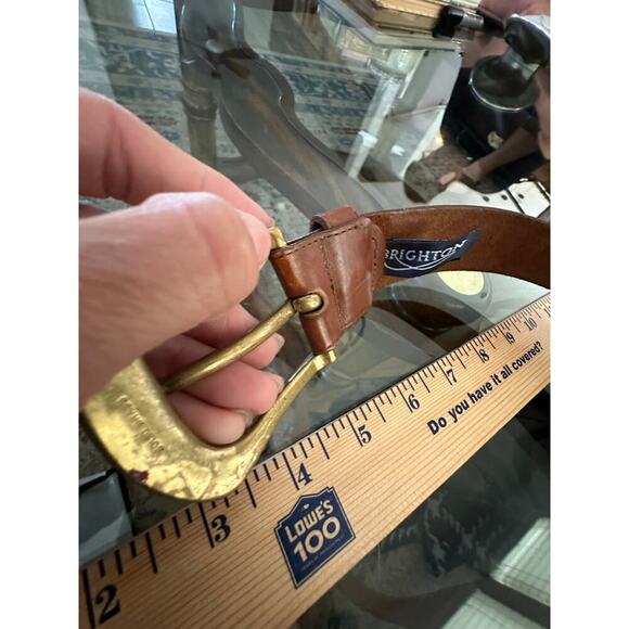 BRIGHTON Men's Brown Genuine Leather Western Full Grain Cowhide Belt Size 26 - Picture 4 of 7